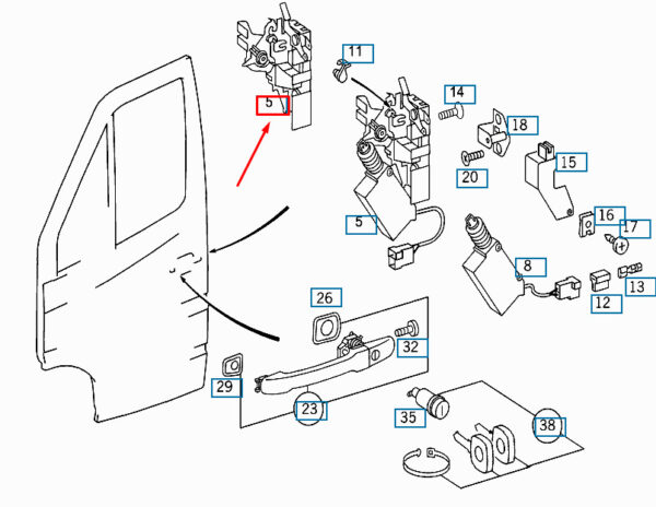 A9017201635 - NEW MERCEDES-BENZ SPRINTER 903 FRONT LEFT DOOR LOCK A9017201635 ORIGINAL