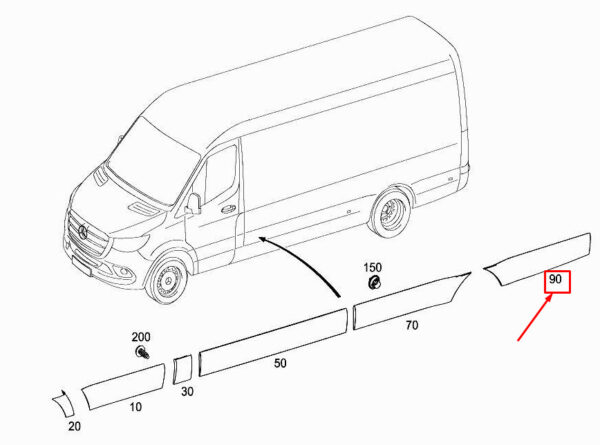 A90769057009K83 - NEW MERCEDES-BENZ SPRINTER 907 REAR LEFT WHEEL ARCH TRIM A90769057009K83