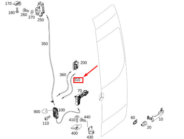 A9107600800 - MERCEDES-BENZ SPRINTER 907 Rear-End Door Lock Cable A9107600800 ORIGINAL