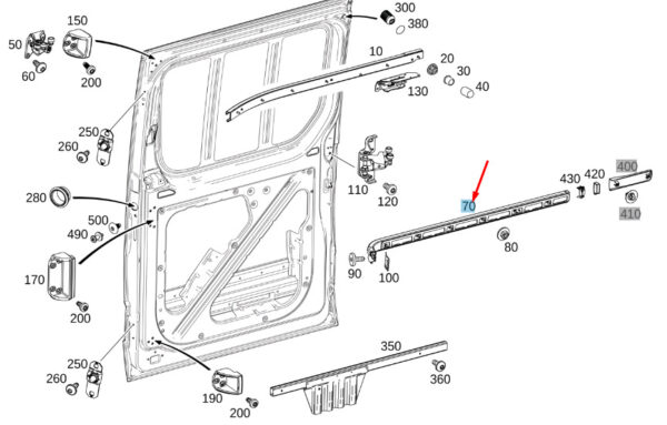 A9107660800 - NEW MB SPRINTER W907 SLIDING DOOR CENTER RIGHT GUIDE RAIL A9107660800 ORIGINAL