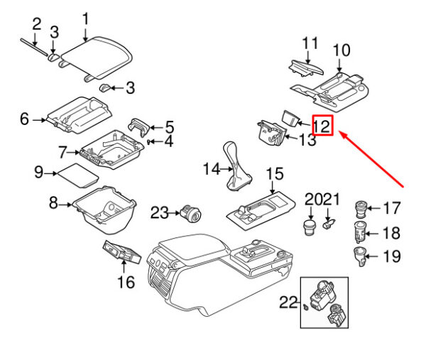 FWW500100PVA - LR RANGE ROVER L322 Console Ashtray Housing FWW500100PVA ORIGINAL