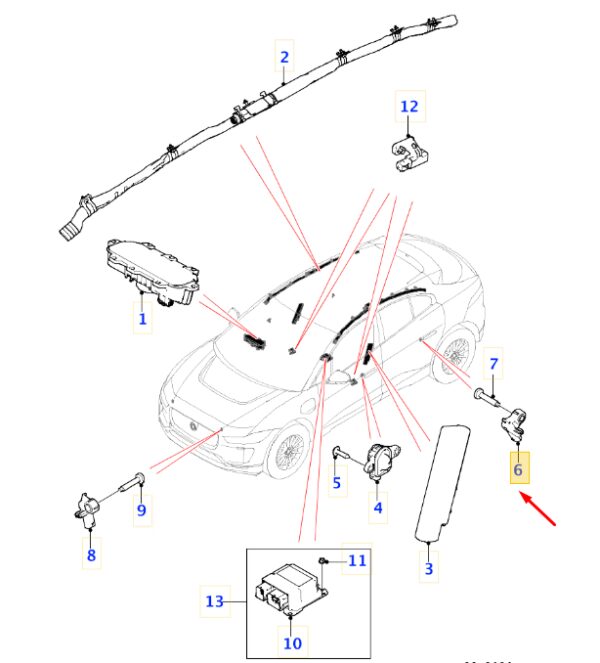 J9C5438 - JAGUAR I-PACE X590 Side Impact Sensor J9C5438 ORIGINAL