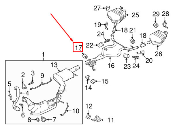 LR036441 - LAND ROVER DISCOVERY L462 Exhaust Joint Clamp LR036441 ORIGINAL