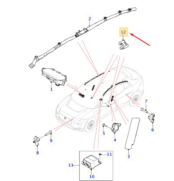 T2H4071 - JAGUAR I-PACE X590 Right Seat Track Position Sensor T2H4071 ORIGINAL