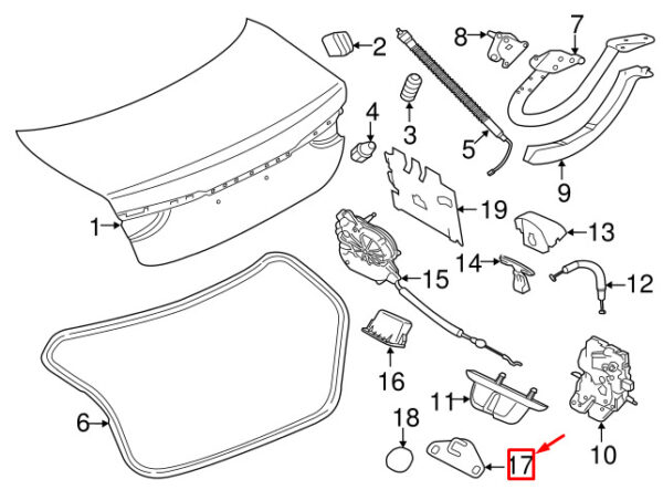 T2H42084 - JAGUAR XE X760 Rear Lid Striker T2H42084 ORIGINAL