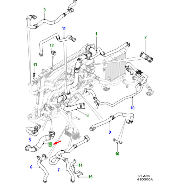 T4A9990 - JAGUAR F-PACE X761 Radiator Bottom Hose T4A9990 ORIGINAL