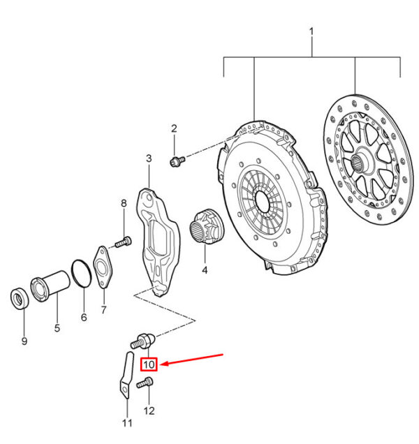 01E141751A - Porsche Boxster 987 rotary selector for clutch release lever 01E141751A NEW REAL