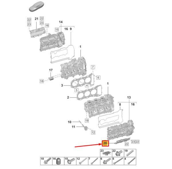 0PB103764B - Porsche 911 992 heat shield for lower engine cylinder 0PB103764B NEW ORIGINAL
