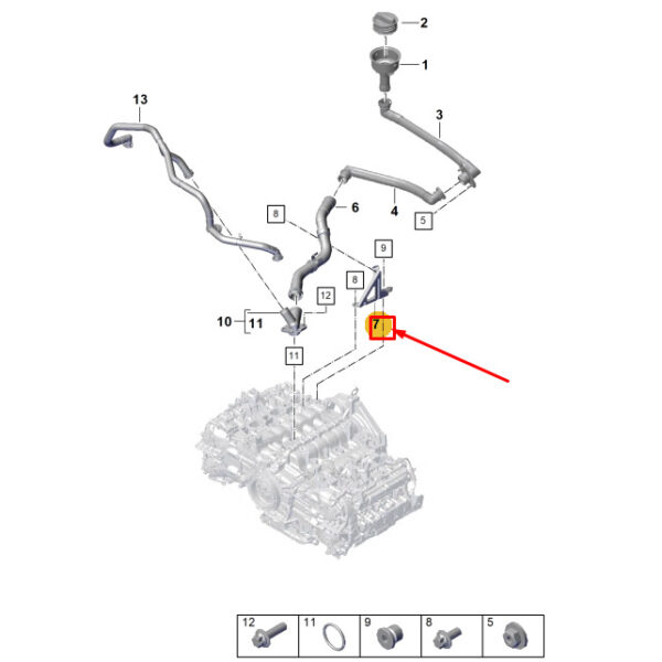 0PB115642 - Porsche 718 Cayman 982 Engine Oil Filler Pipe Bracket 0PB115642 NEW GENUINE