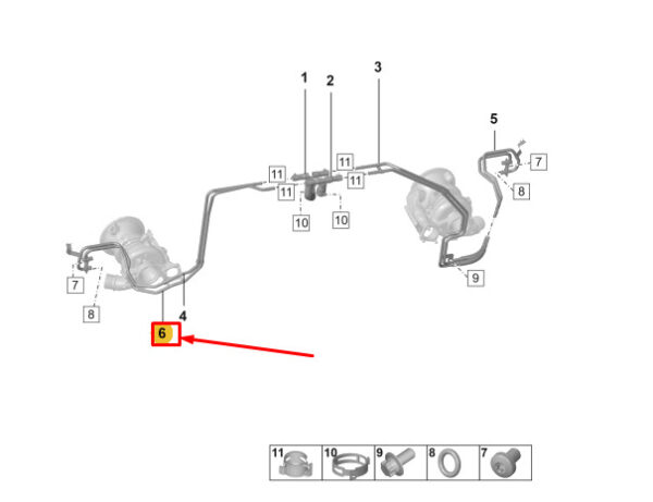0PB121664 - Porsche 911 992 turbocharger coolant return line 0PB121664 NEW ORIGINAL
