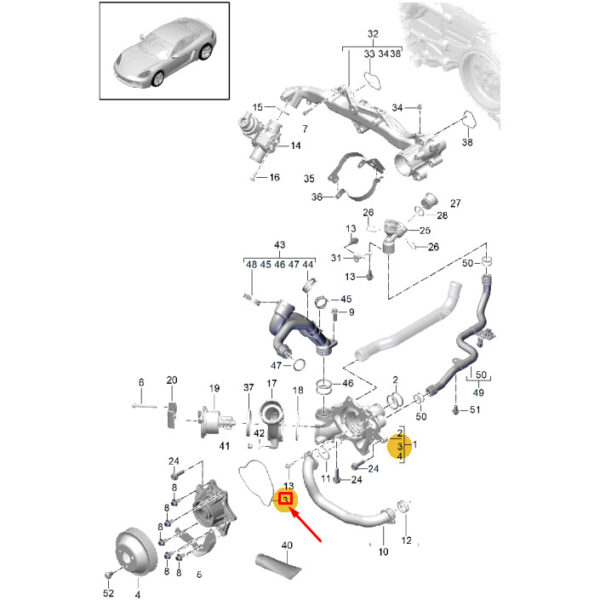 0PC121091 - Porsche 718 Cayman 982 Engine Water Pump Gasket 0PC121091 NEW GENUINE