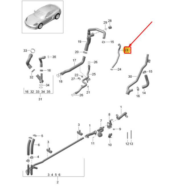 0PC121696 - PORSCHE 718 CAYMAN 982 VENT LINE 0PC121696 NEW GENUINE