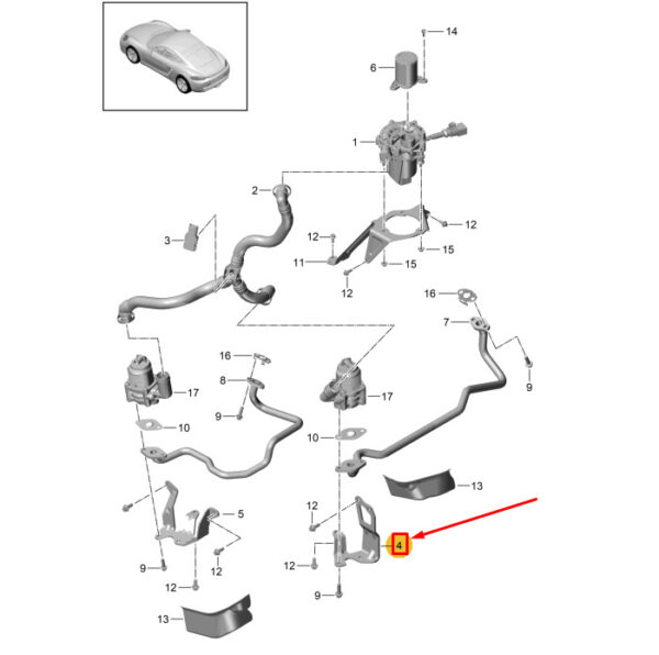 0PC131817A - PORSCHE 718 CAYMAN 982 BRACKET SECONDARY AIR CONTROL VALVE 0PC131817A NEW GENUINE