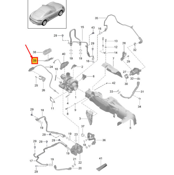 0PC906129 - PORSCHE 718 CAYMAN 982 PRESSURE CONVERTER MOUNT 0PC906129 NEW GENUINE