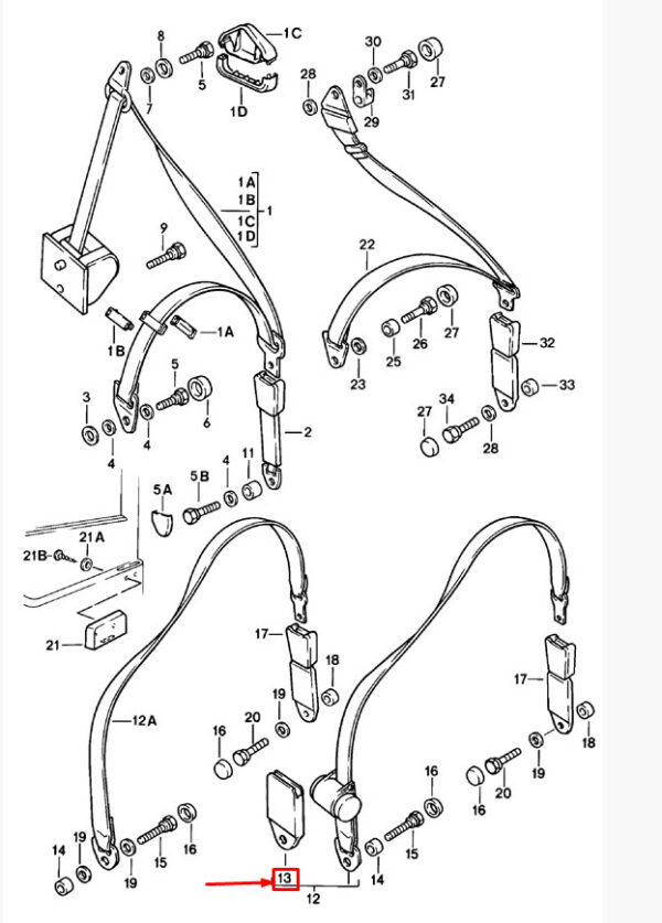 477857750B - Porsche 968 rear seat belt cover cap 477857750B NEW ORIGINAL
