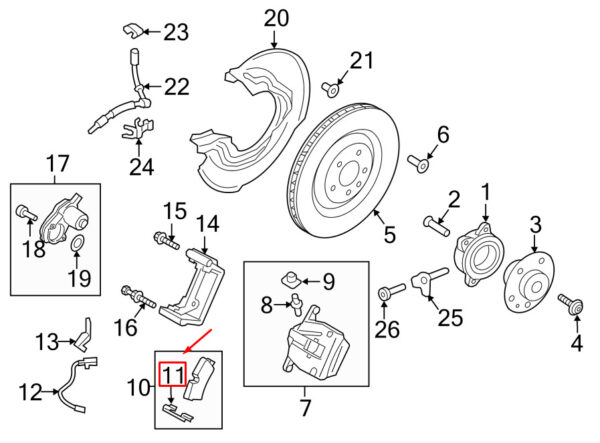 4H6615231A - New Porsche Macan 95B Rear Brake Pad Spring Clip 4H6615231A Genuine
