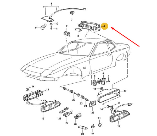 823947105B - Porsche 928 Boot Interior Light 823947105B NEW GENUINE