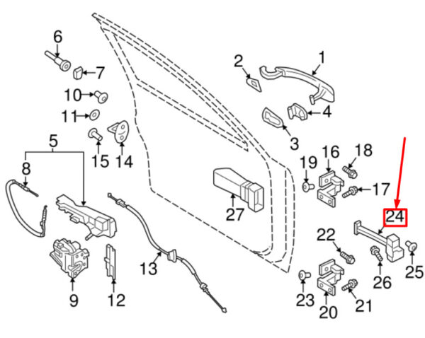 8R0837249F - New Porsche Macan 95B Front Door Restraint Strap Stopper 8R0837249F Genuine