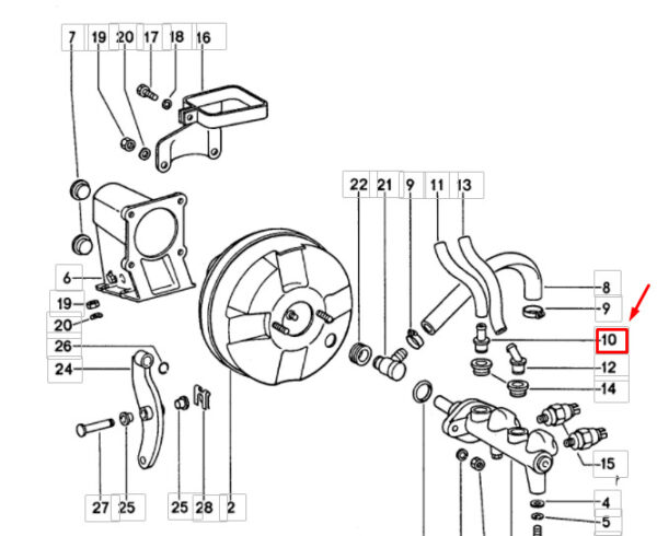 91135532200 - Porsche 911 Main Brake Cylinder Brake Hose Connector 91135532200 NEW REAL