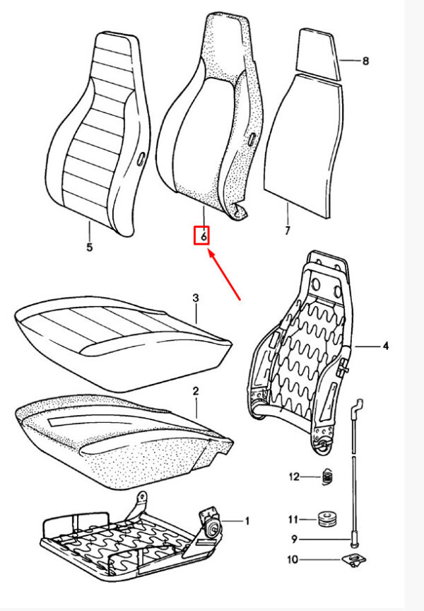 91152139302 - Porsche 928 front seat cushion foam 91152139302 NEW ORIGINAL