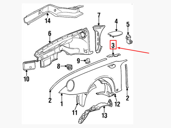 91179950307 - Porsche 911 964 rubber seal for front fenders, 91179950307, NEW, ORIGINAL