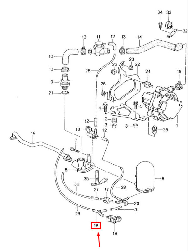92857372705 - Porsche Boxster 987 Vacuum Hose Connector 92857372705 NEW GENUINE
