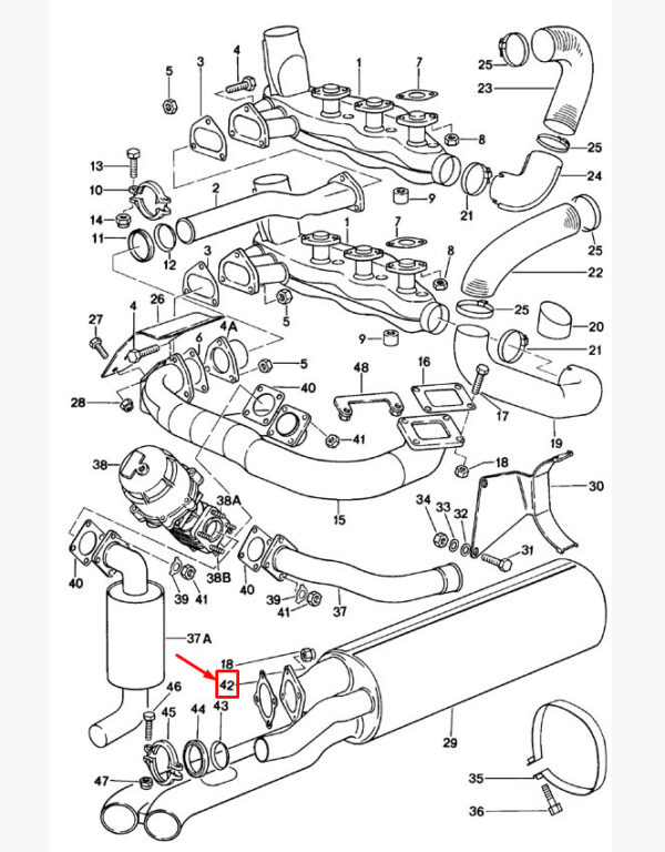 93012319105 - Porsche Carera 911 964 Exhaust Gasket 93012319105 NEW ORIGINAL