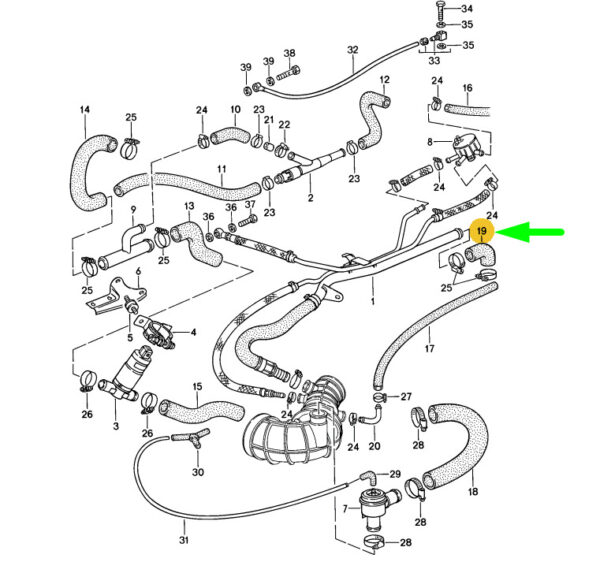 93111018301 - Porsche 944 L-Jetronic Vacuum Molding Hose 93111018301 NEW ORIGINAL
