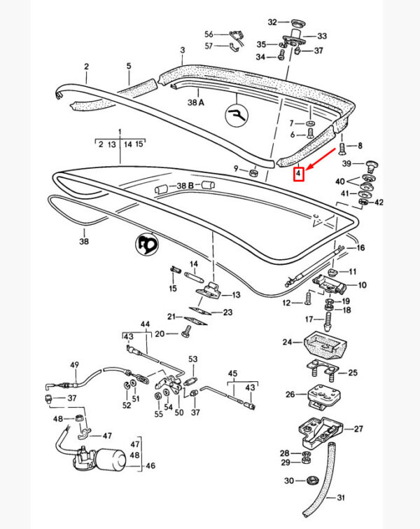 93751255700 - Porsche 944 side spoiler rear left 93751255700 new original