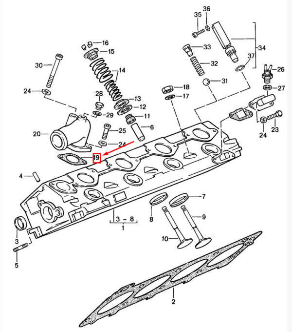 94410431106 - Porsche 944 coolant flanges gasket 94410431106 NEW ORIGINAL
