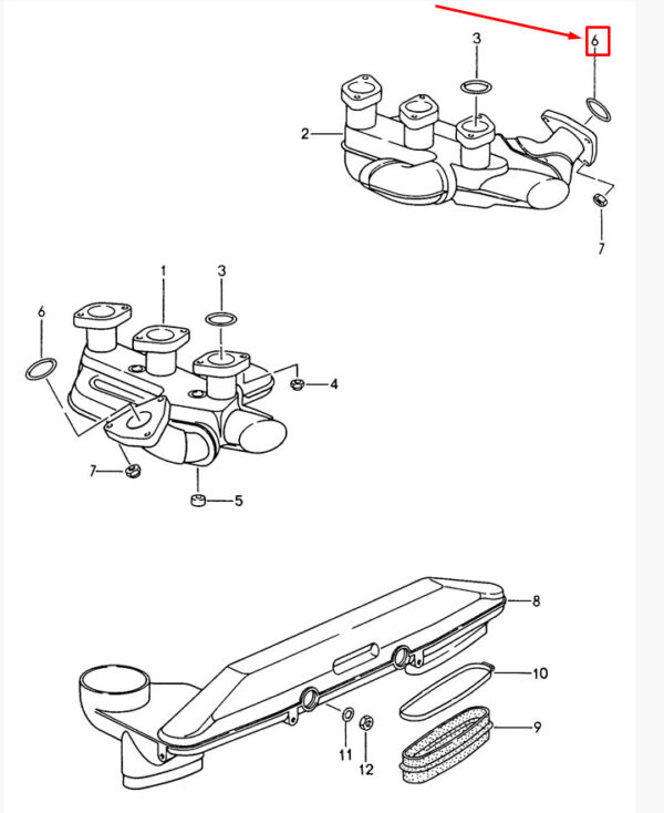 94411120501 - Porsche 911 993 Carrera Heat Exchanger Gasket 94411120501 NEW Original