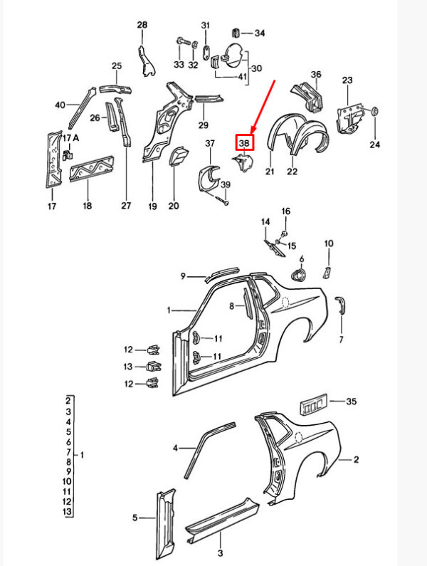 94450461101 - Porsche 968 Speaker Mount Adapter Rear Left 94450461101 NEW ORIGINAL