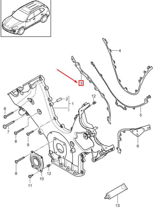 94810113021 - Porsche Panamera 970 Right Engine Control Cover Gasket 94810113021 GENUINE