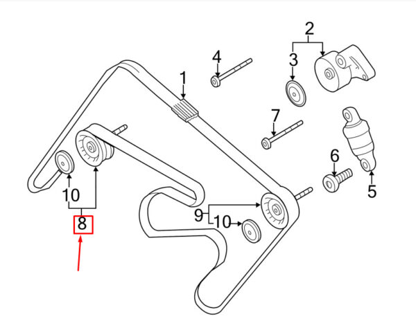 94810211821 - Porsche Cayenne 92a deflection roller for auxiliary drive belt 94810211821 NEW