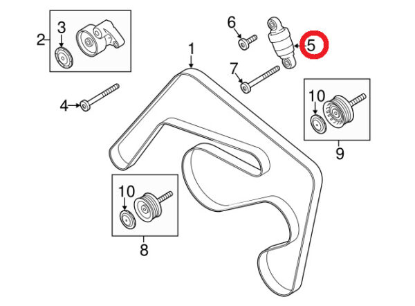 94810226121 - Porsche Cayenne 9pa drive belt tensioner 94810226121 NEW ORIGINAL