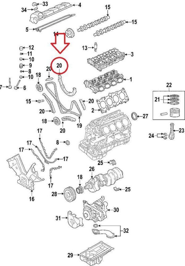 94810506502 - Porsche Cayenne 9PA Control Chain Guide 94810506502 4.5S NEW REAL
