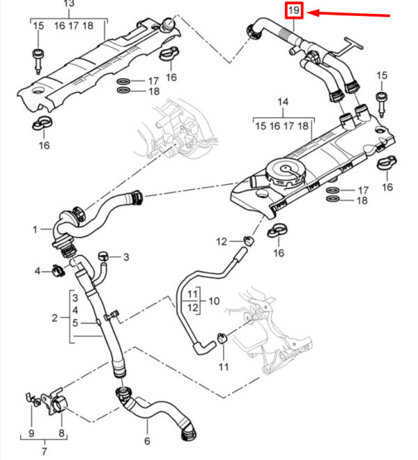 94810724553 - Porsche Cayenne 9pa Crankcase Vent Hose 94810724553 NEW REAL