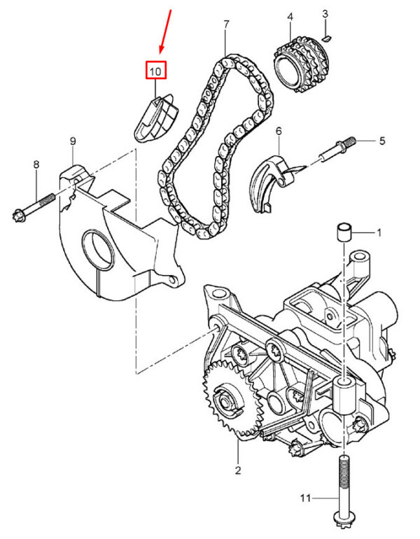 94810725101 - Porsche Cayenne 9pa Oil Pump Chain Guide Rail 94810725101 NEW REAL