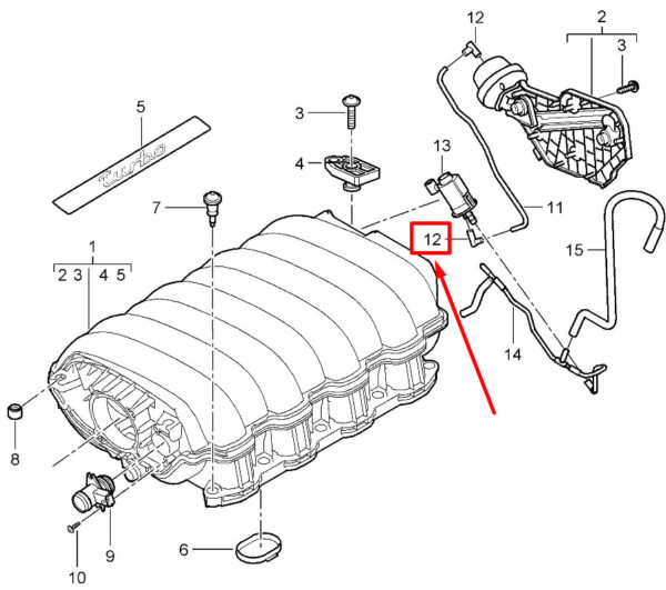 94811012600 - Porsche Cayenne 92a Vacuum Hose Knee Piece 94811012600 948.110.126.00 NEW