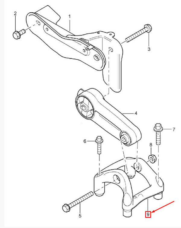 94811520353 - Porsche Cayenne 9pa Motor Torque Bracket 94811520353 NEW ORIGINAL