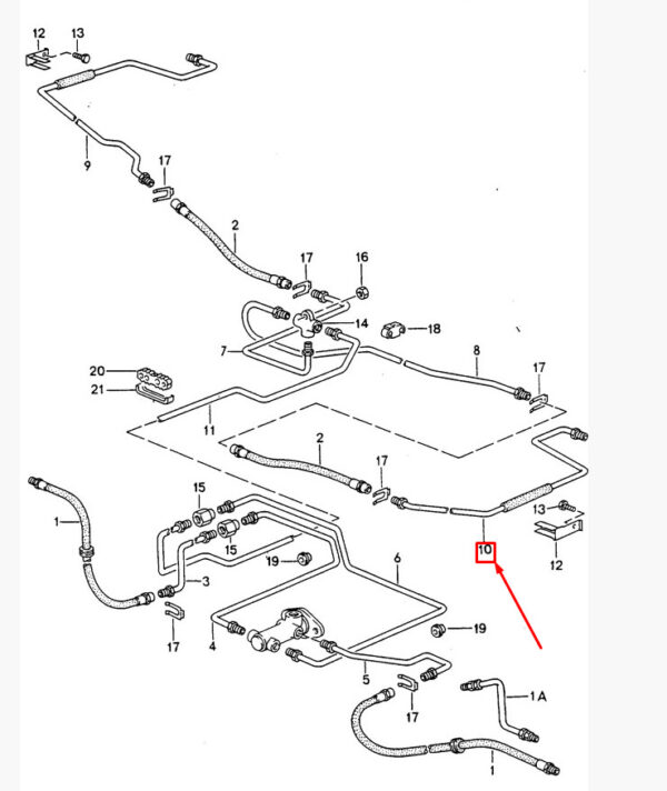 95135503501 - Porsche 944 rear left brake line 95135503501 NEW ORIGINAL