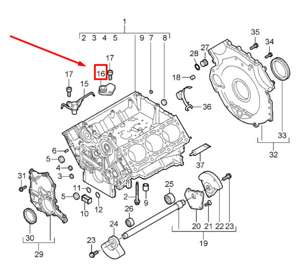 95510176500 - Porsche Cayenne 9pa Crankcase Housing Vale 95510176500 NEW GENUINE