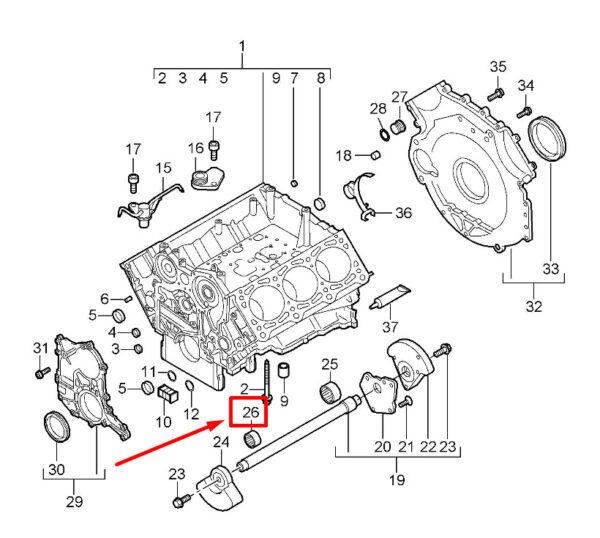 95510186910 - Porsche 95b engine compensation shaft bearing 95510186910 955.101.869.10 NEW REAL