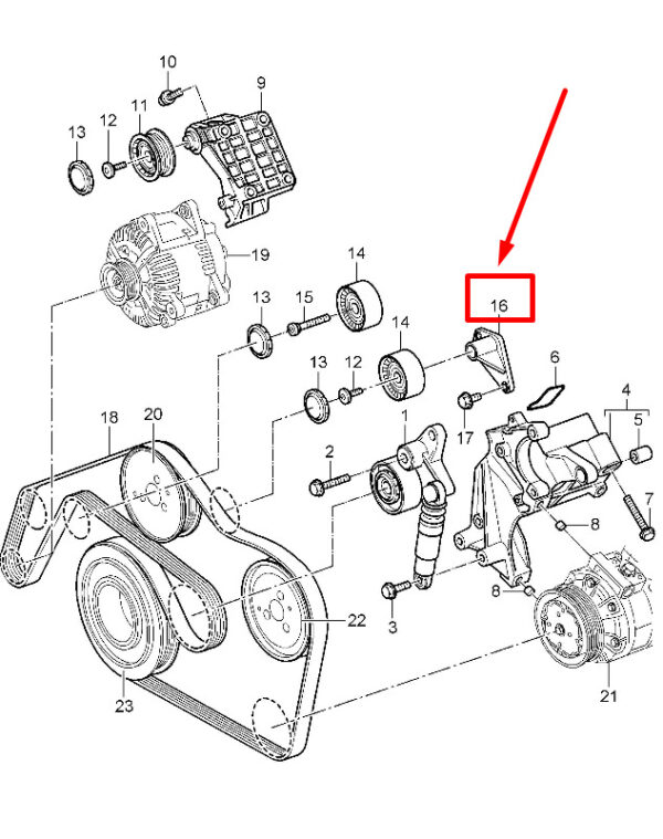 95510242300 - Porsche Cayenne 9PA engine deflection roller bracket 95510242300 NEW original