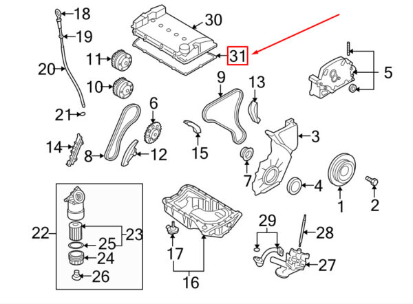 95510448300 - PORSCHE CAYENNE 9PA Valve Cover Gasket 95510448300 NEW GENUINE