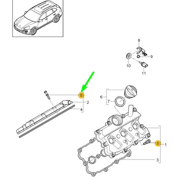 95510534310 - Porsche Cayenne 92A Valve Cover Flat Round Head Bolt 95510534310 NEW GENUINE