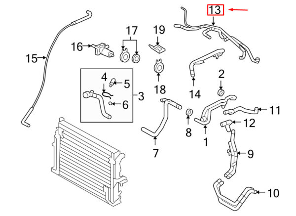 95510606110 - Porsche Cayenne 9pa Engine Coolant Hose 95510606110 NEW REAL