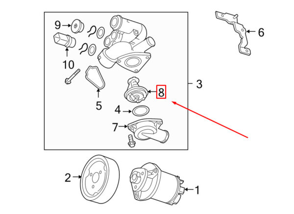 95510611300 - Porsche Cayenne 9pa Engine Coolant Thermostat 95510611300 NEW REAL