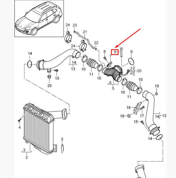 95511067000 - Porsche Panamera 970 Turbocharger Intercooler Pipe Bolt 95511067000 GENUINE