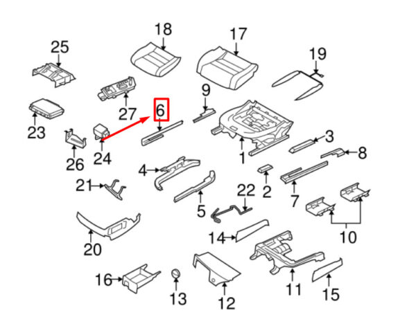 955521355049B9 - Porsche Cayenne 9pa seat rail cover front right 95551355049B9 NEW